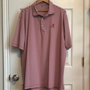 Peter Millar Red and White Striped Polo Shirt